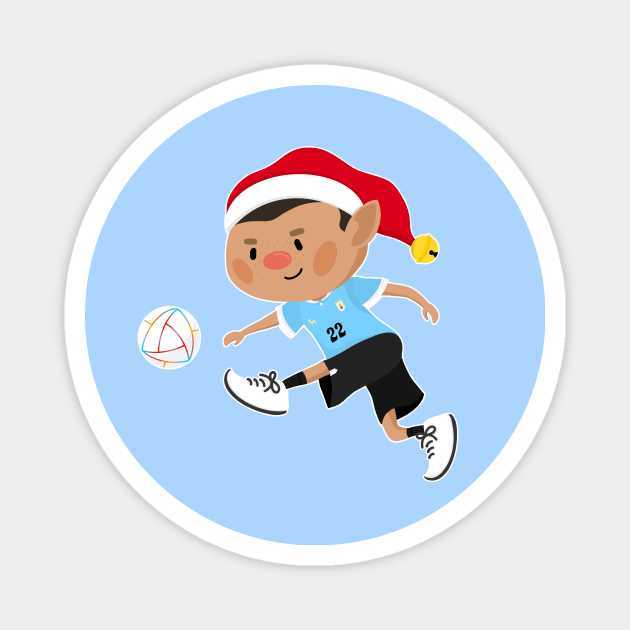 Uruguay football Christmas elf. Football World Cup soccer T-Shirt Magnet by abtchlr